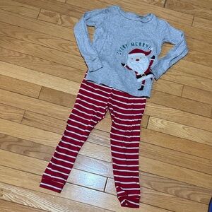Kids Santa Pajama Set - Gray and Red